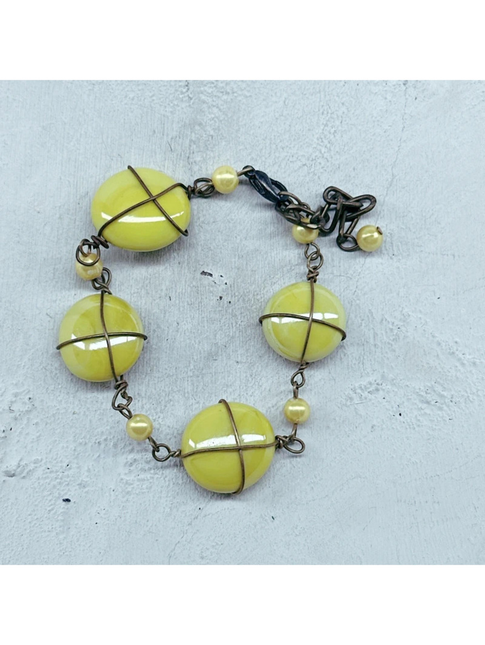 3134mc. Neon Green Ceramic Bracelet Bronze